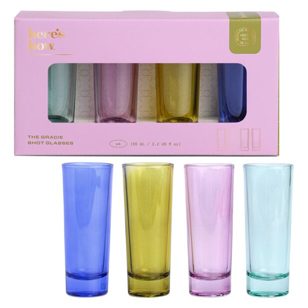 Gracie Shot Glasses Set | Colourful 4-Piece Set for Fun Celebrations