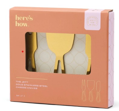 Jett Cheese Knife Set in Gold | Luxury Entertaining Essentials