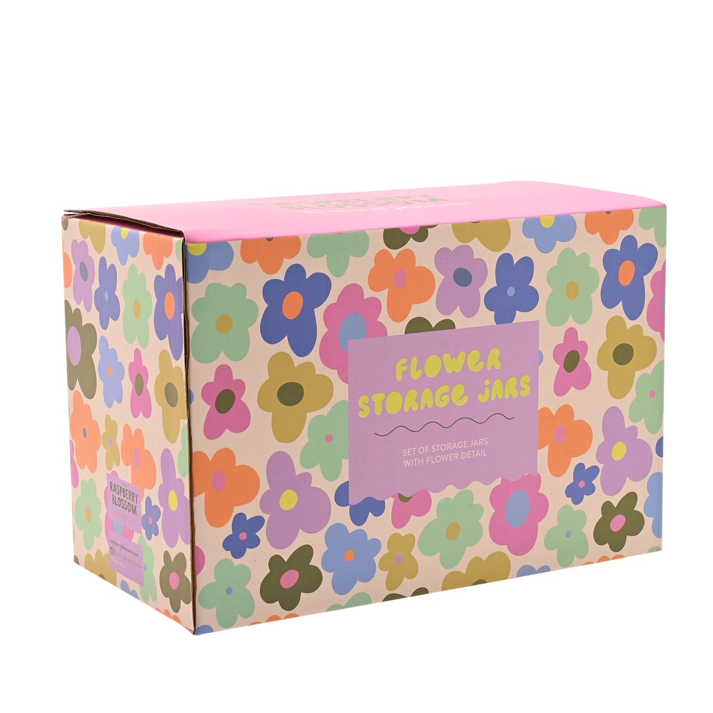 Raspberry Blossom Flower Storage Jars | Set of 2 Ceramic Pots