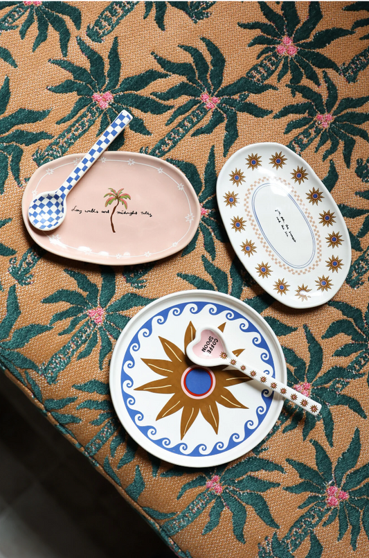 You Me The Sunset & The Sea Oval Plate | Ceramic Star Detail 15x10cm Dish