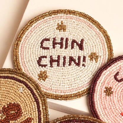 Beaded Sparkle Coaster Set | Fun Party Motif Drinks Coasters – Set of 4