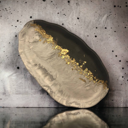 Grey marble and golf leaf misshaped tray