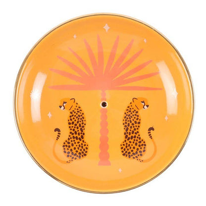 Orange Leopard Palm Incense Holder | Boho Home Fragrance Accessory