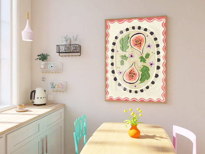 Fig with border Art print | Fruit home decor
