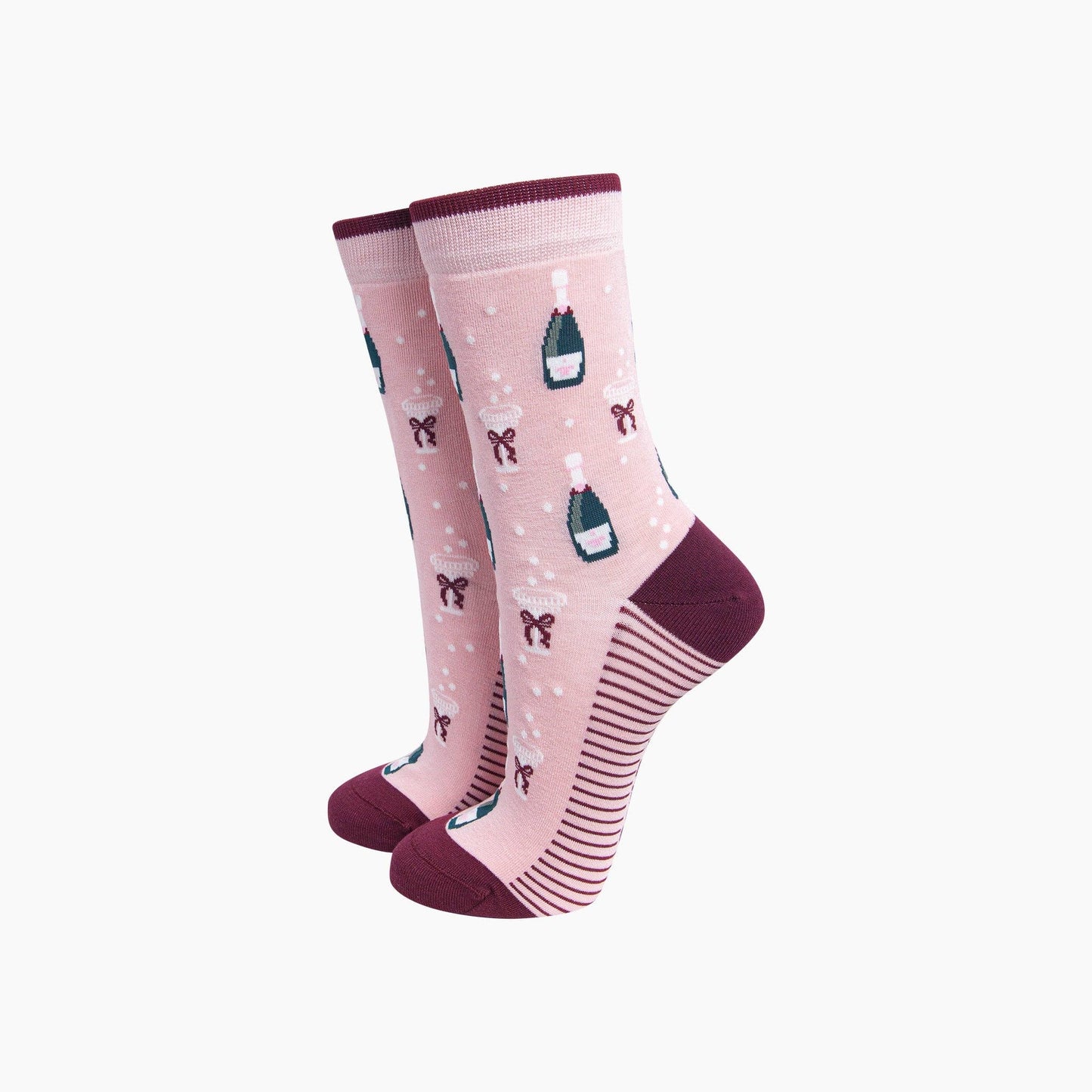Champagne & Bow Bamboo Socks | Women's Bamboo Crew Socks