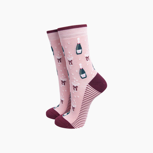 Champagne & Bow Bamboo Socks | Women's Bamboo Crew Socks