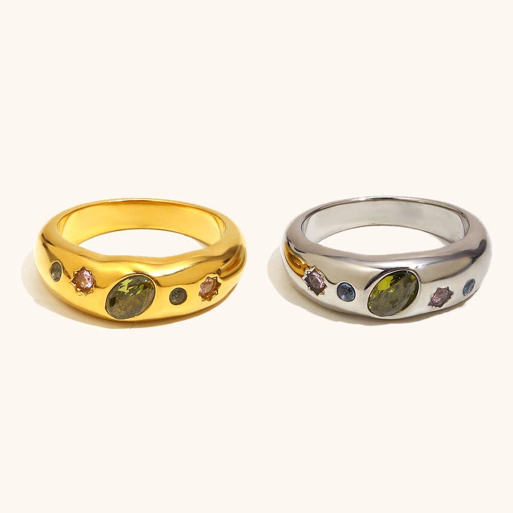 Multi Stone Ring | 18k Gold Plated Ring