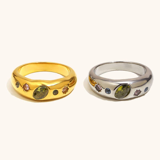 Multi Stone Ring | 18k Gold Plated Ring