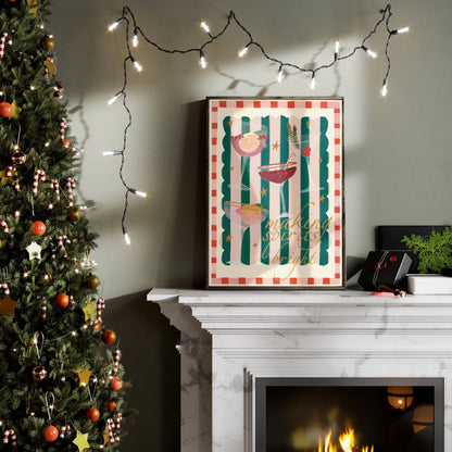 Making Spirits Bright Christmas Wall Art | Festive Cocktail Print