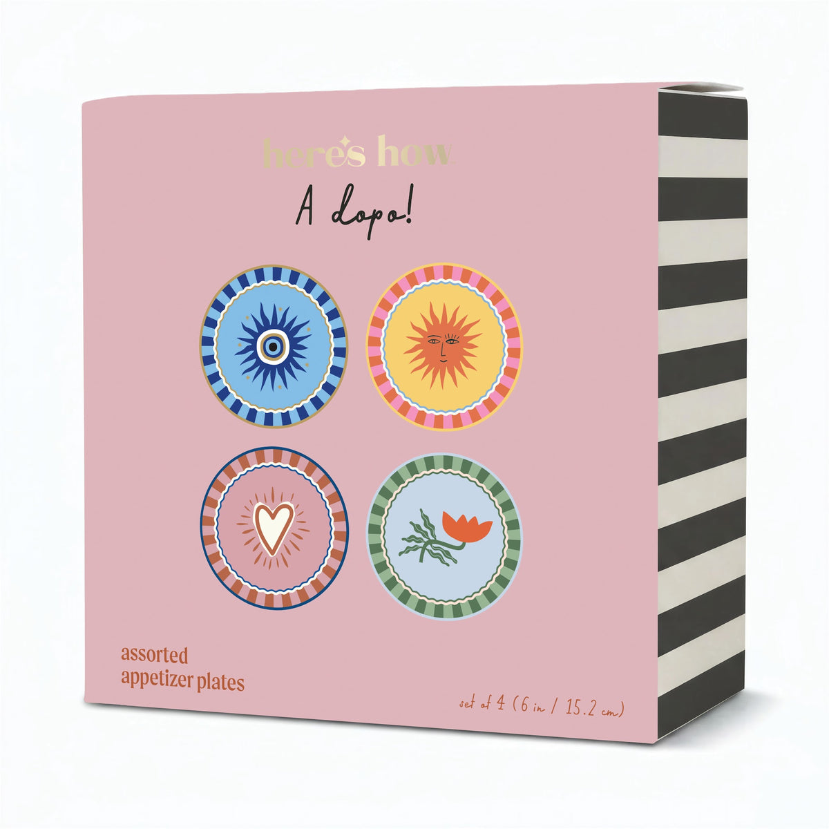 A Dopo appetizer plates, eye sun heart flower