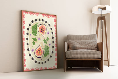 Fig with border Art print | Fruit home decor