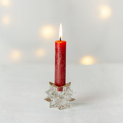 Star glass candleholder with gold trim