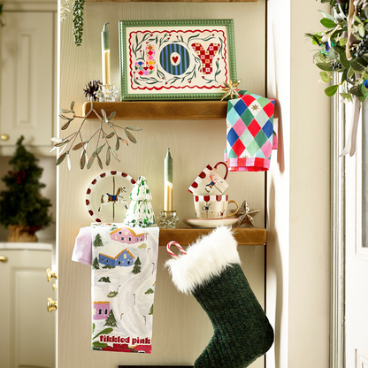Winter Village Tea Towel | Festive Cotton Kitchen Tea Towel, Christmas Gift