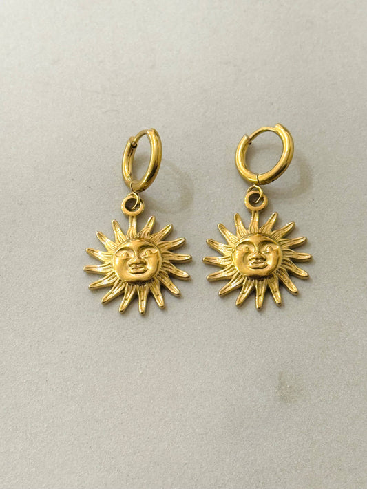 Sun Hoop Earrings | 14k Gold Plated Waterproof Earrings