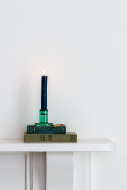 Mini glass candleholder, green