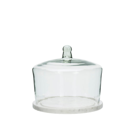 Glass cloche with marble base