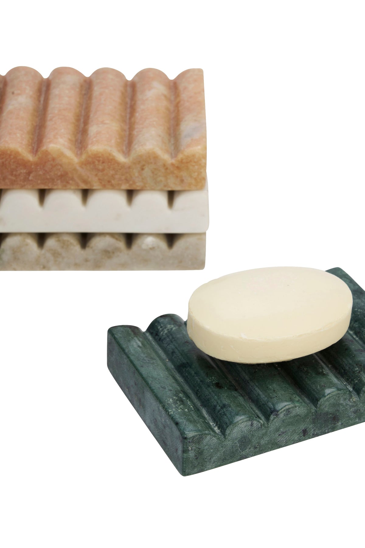 Dark green marble soap dish