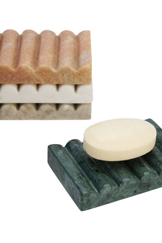 Dark green marble soap dish
