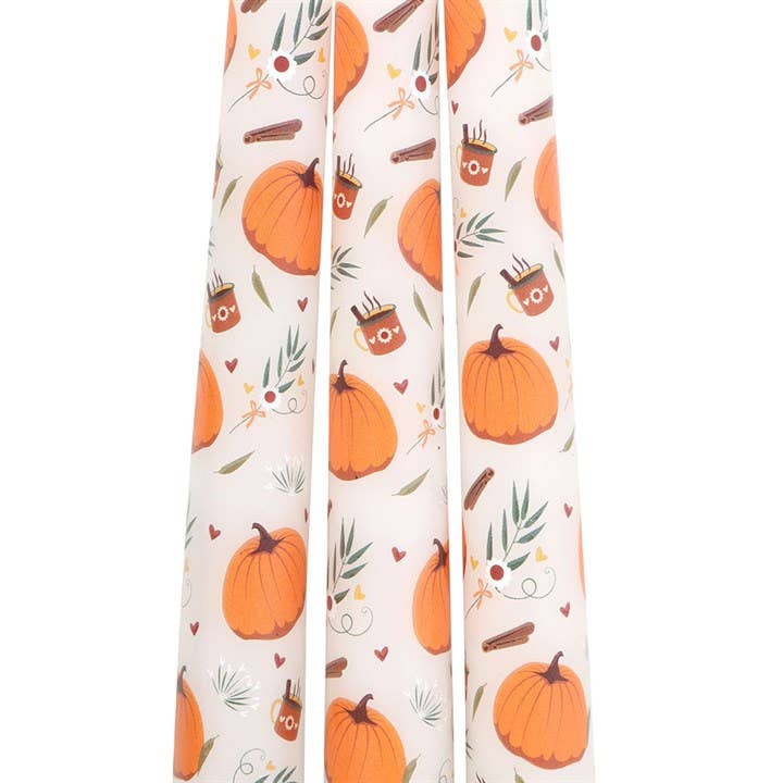 Set of 3 Autumn Pumpkin Taper Candles | Seasonal Home Décor