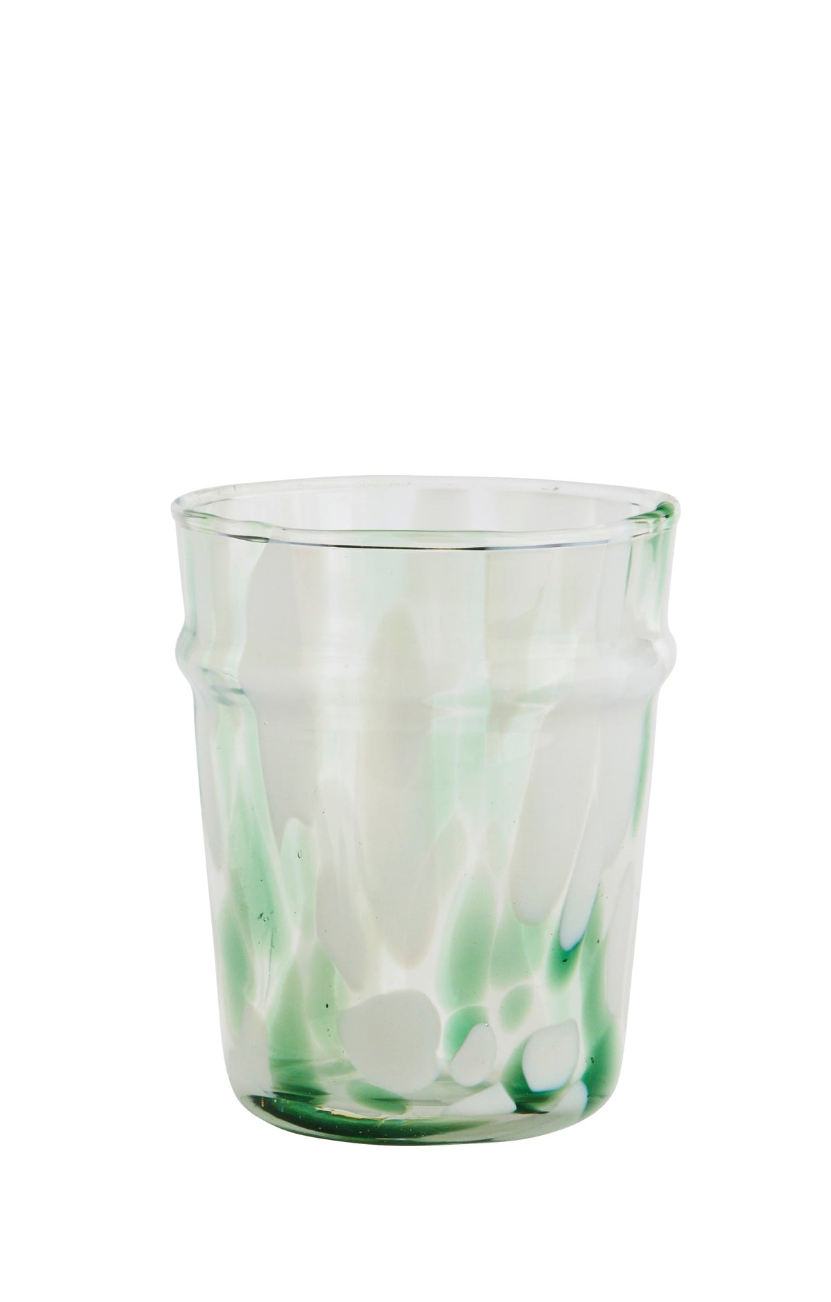 White and green coloured drinking glass
