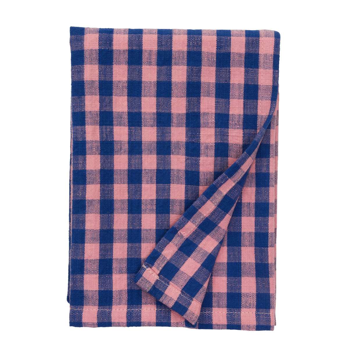 Checked kitchen towel, blue and pink
