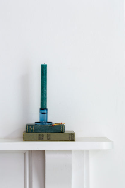 Mini glass candleholder, blue, detail