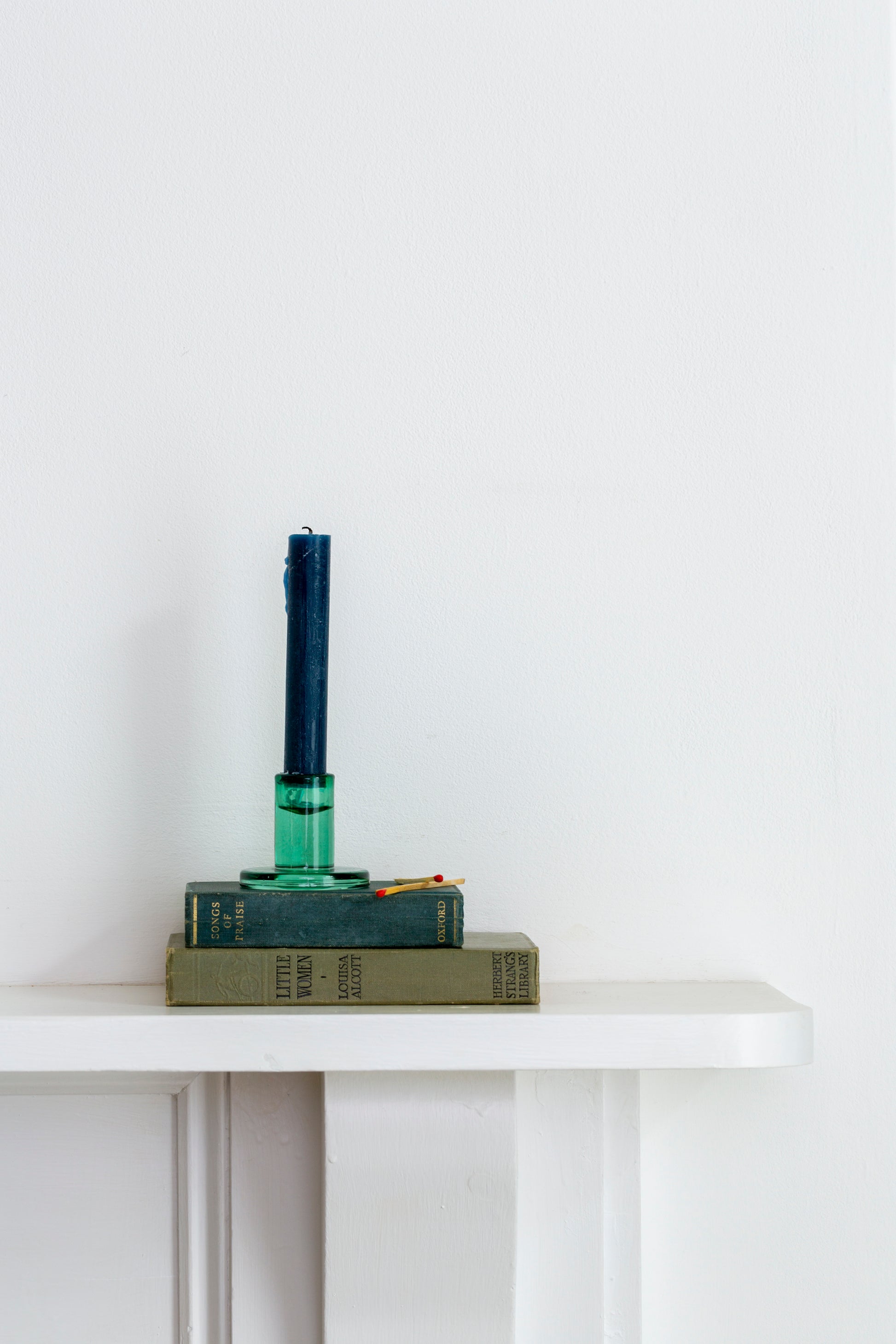 Mini glass candleholder, green, detail