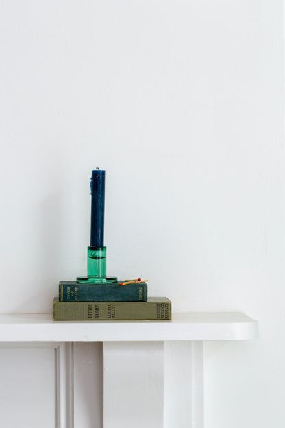 Mini glass candleholder, green, detail