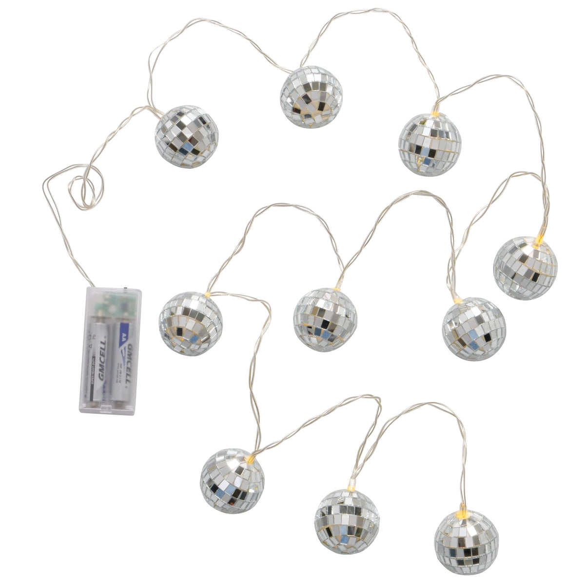 Disco Ball String Lights Set of 10 | Battery Operated Festive Fairy Lights