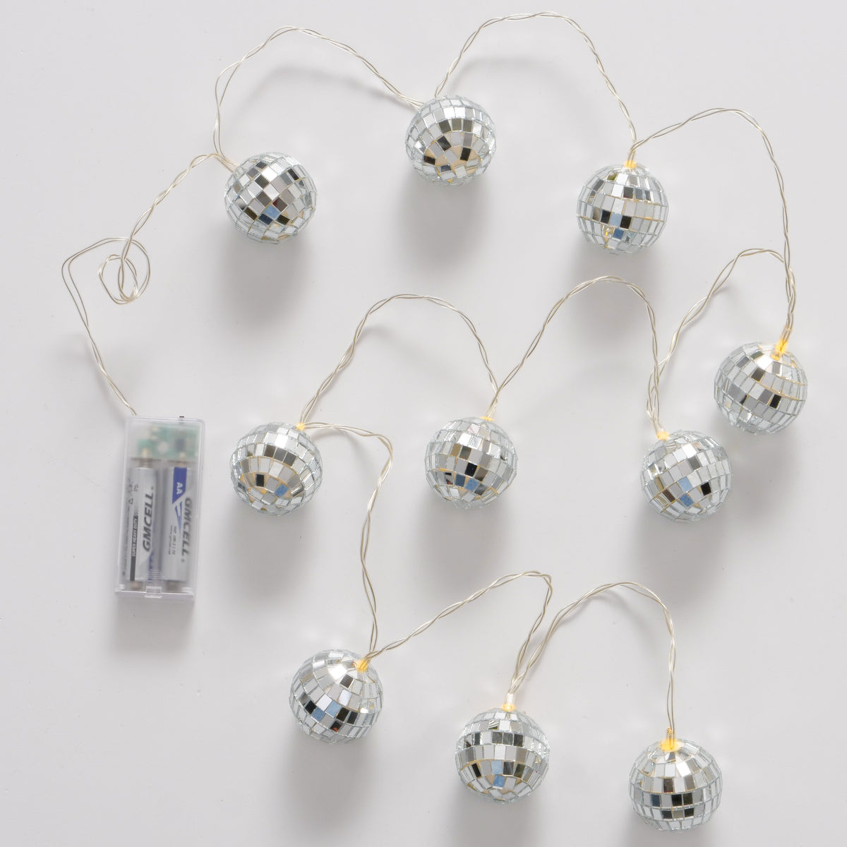 Disco Ball String Lights Set of 10 | Battery Operated Festive Fairy Lights