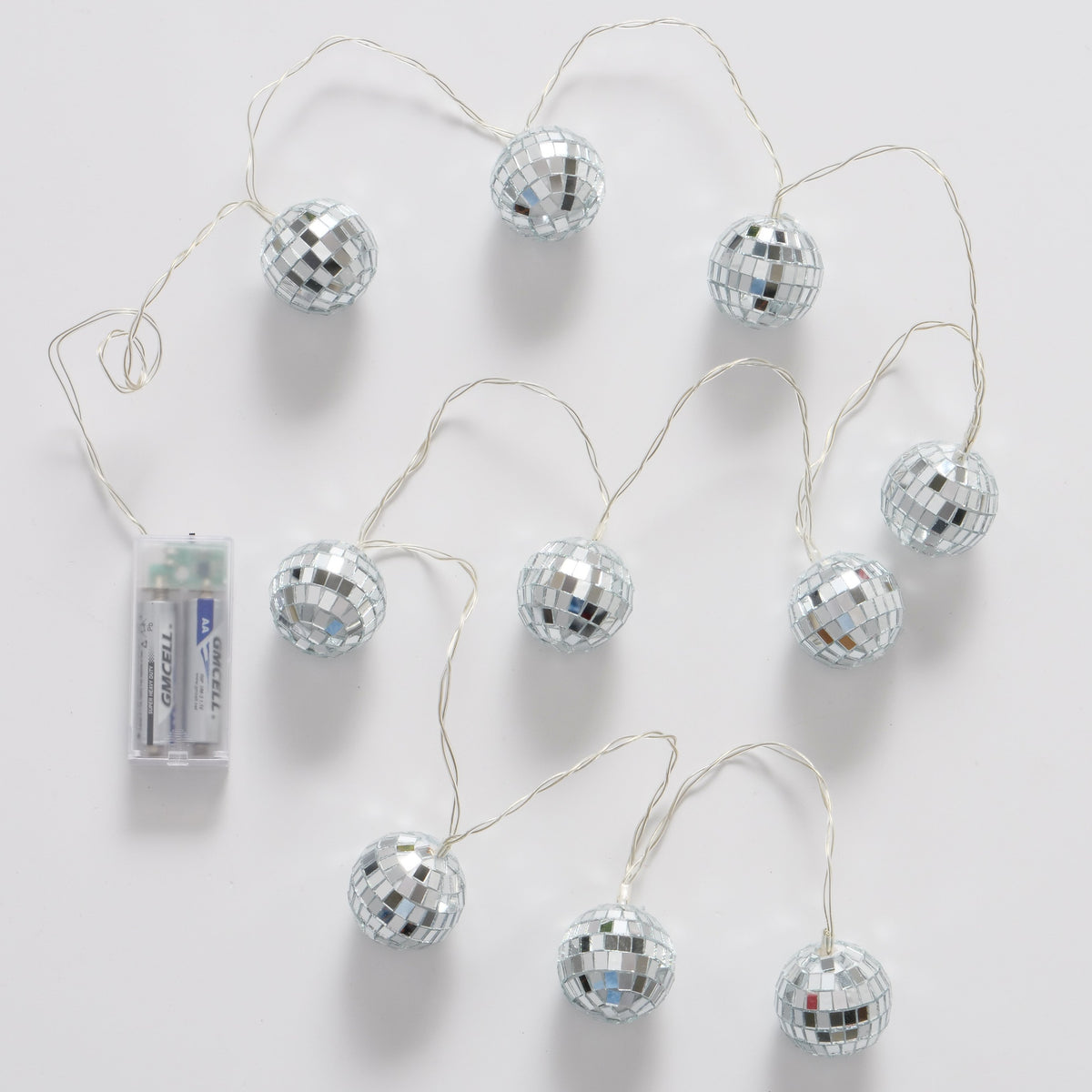 Disco Ball String Lights Set of 10 | Battery Operated Festive Fairy Lights