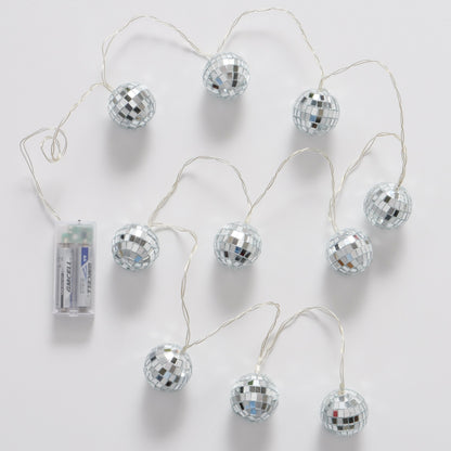 Disco Ball String Lights Set of 10 | Battery Operated Festive Fairy Lights