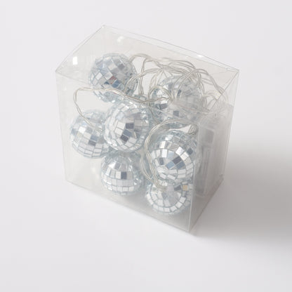 Disco Ball String Lights Set of 10 | Battery Operated Festive Fairy Lights
