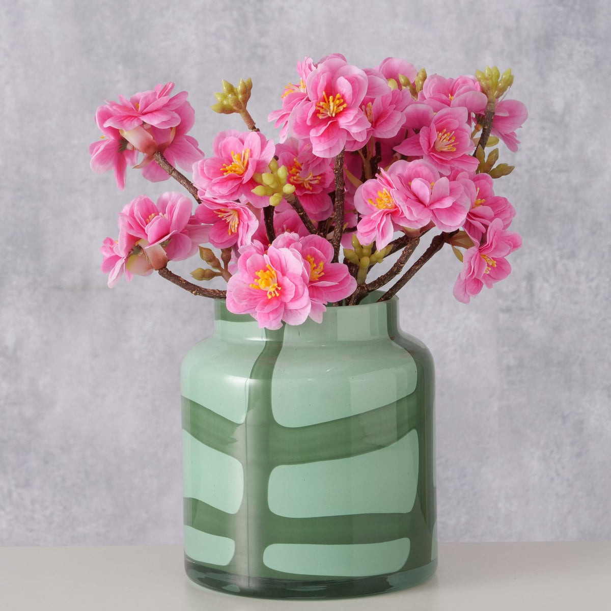 Green Abstract Pattern Glass Vase | Two-Tone Tinted Vase