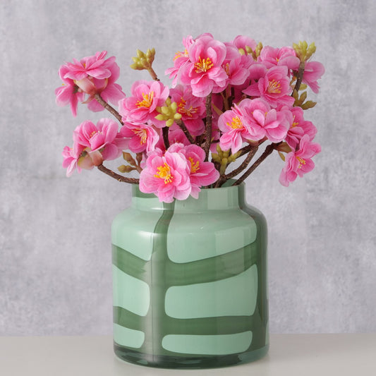 Green Abstract Pattern Glass Vase | Two-Tone Tinted Vase