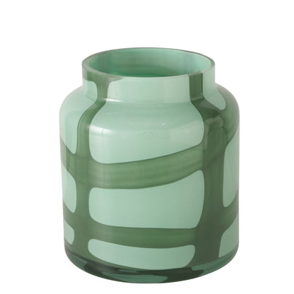 Green Abstract Pattern Glass Vase | Two-Tone Tinted Vase