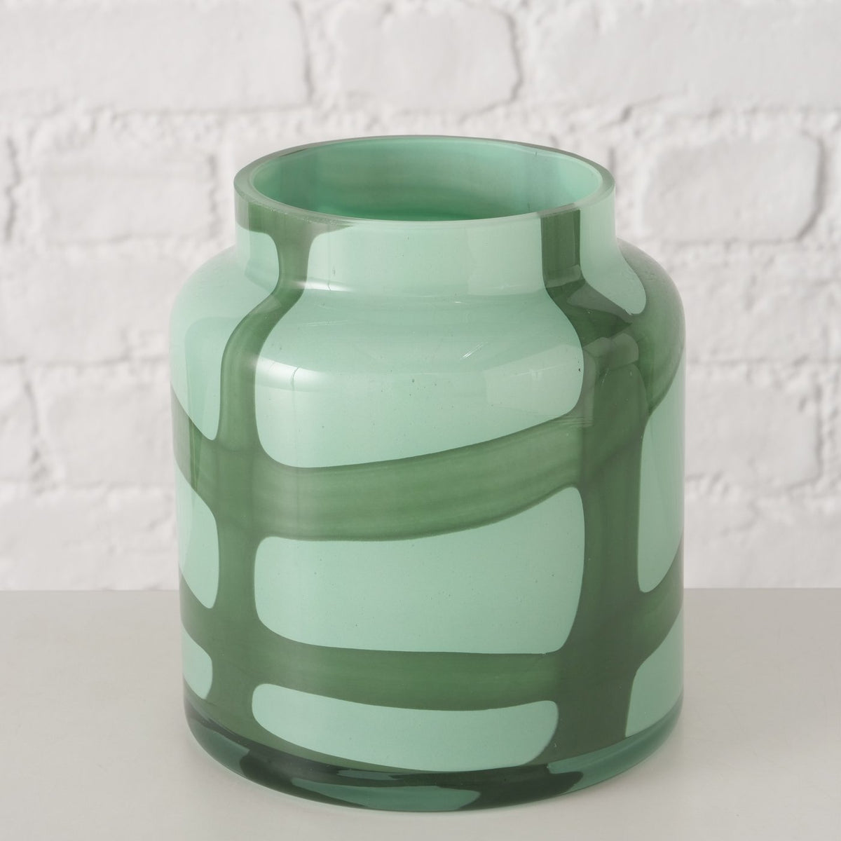 Green Abstract Pattern Glass Vase | Two-Tone Tinted Vase