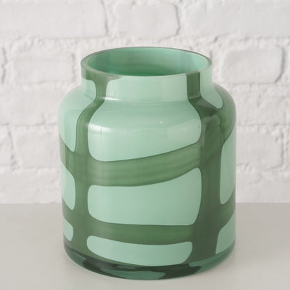 Green Abstract Pattern Glass Vase | Two-Tone Tinted Vase