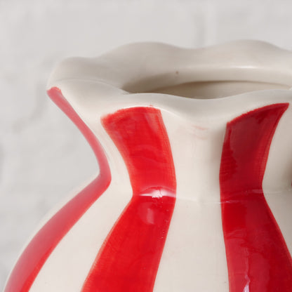 Sweetie Candy Cane Stripe Vase | Red & White Stoneware Christmas Vase