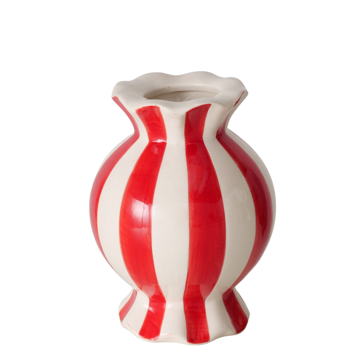 Sweetie Candy Cane Stripe Vase | Red & White Stoneware Christmas Vase