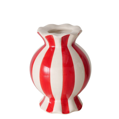 Sweetie Candy Cane Stripe Vase | Red & White Stoneware Christmas Vase