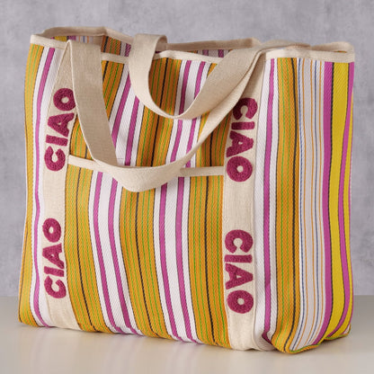 Ciao Striped Tote Bag | Multicolour Stripe Tote