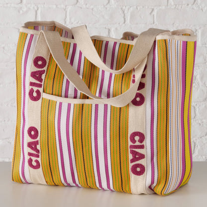 Ciao Striped Tote Bag | Multicolour Stripe Tote