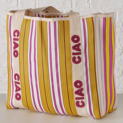 Ciao Striped Tote Bag | Multicolour Stripe Tote