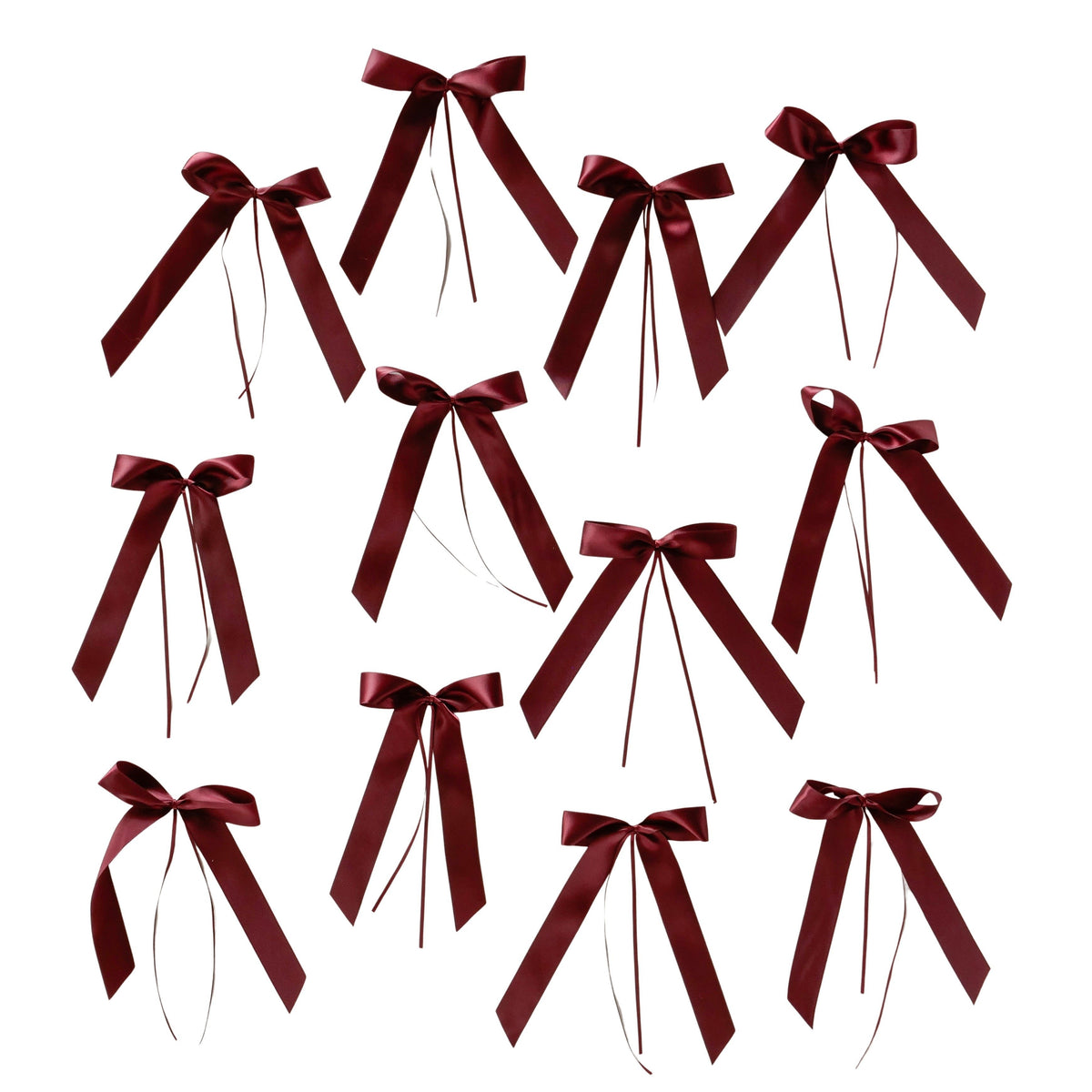 Merlot Red Glossy Decorative Bows Pack of 12 | Festive Gift Bows