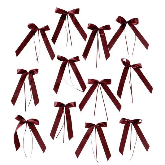 Merlot Red Glossy Decorative Bows Pack of 12 | Festive Gift Bows