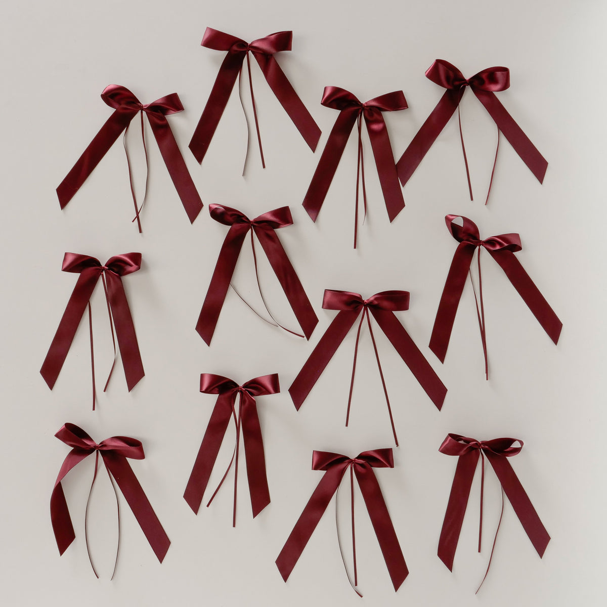 Merlot Red Glossy Decorative Bows Pack of 12 | Festive Gift Bows