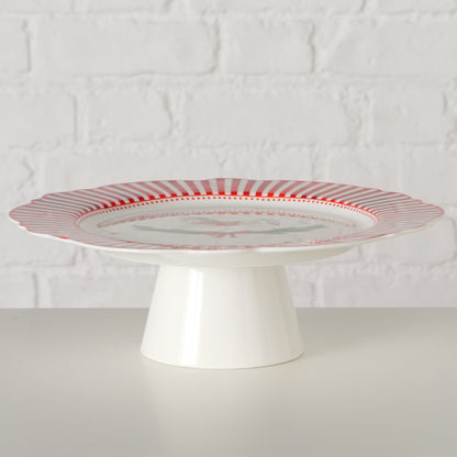 Rocking Horse Cake Stand | Geometric Red & White Christmas Cake Plate