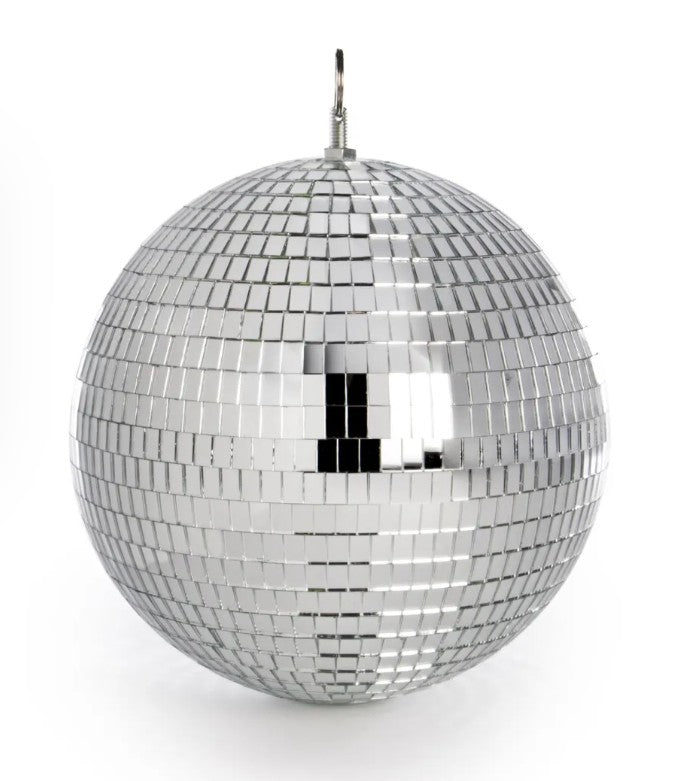 Silver disco ball on a white background