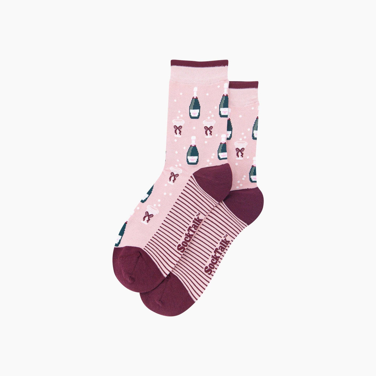 Champagne & Bow Bamboo Socks | Women's Bamboo Crew Socks